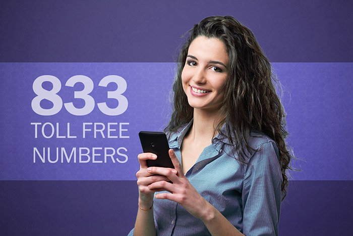 Photo of woman using 833 toll free number.