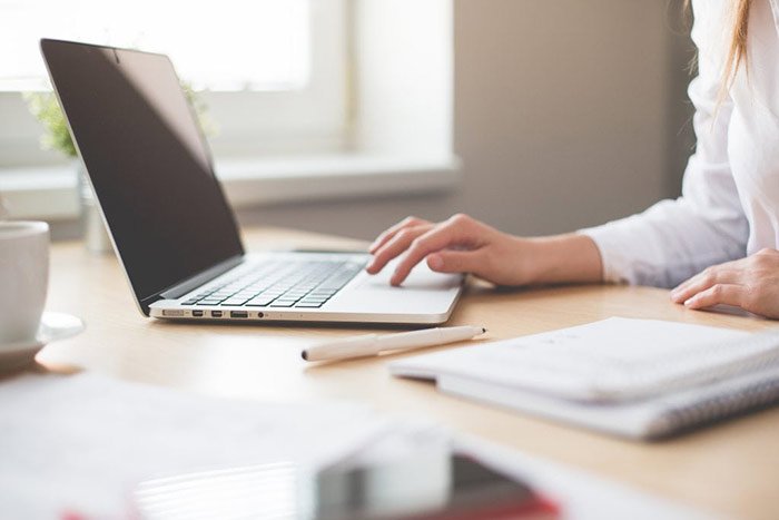 working at desk