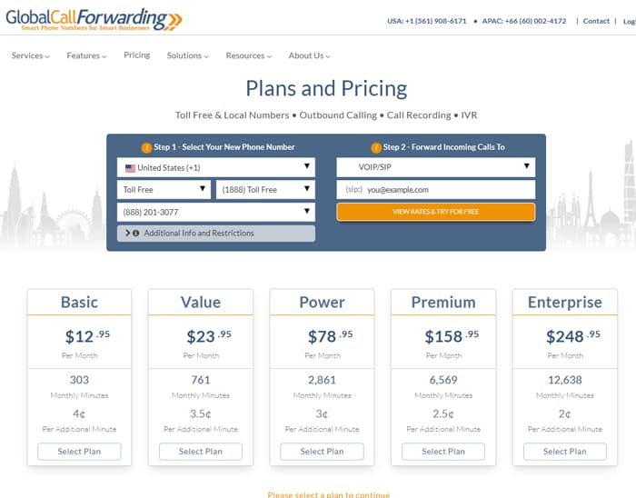 Global Call Forwarding Home Page Free Trial