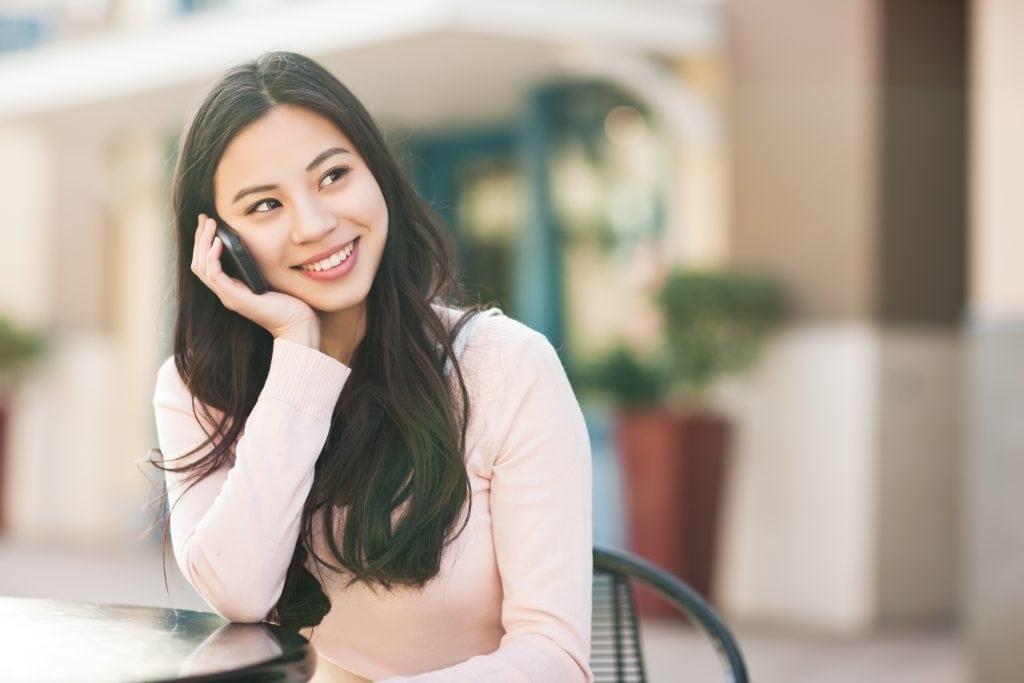 Asian girl cellphone
