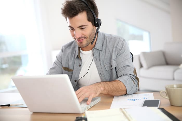 man working at computer