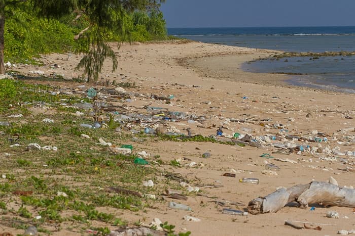 plastic trash on the beach