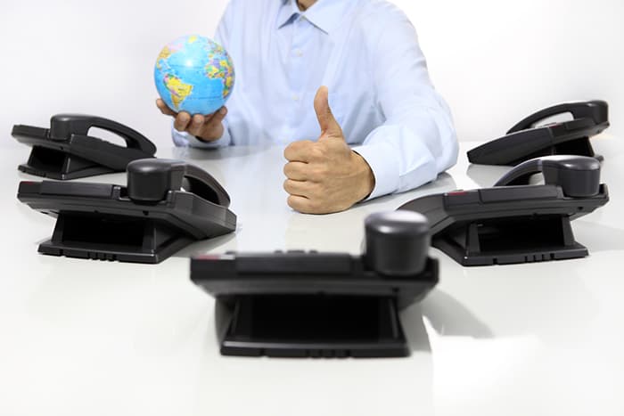 phones globe businessman