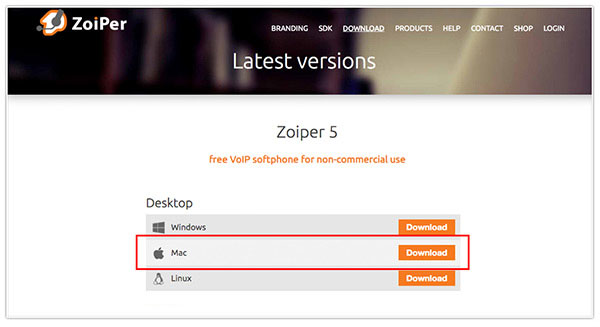 Zoiper for Mac IOS 2