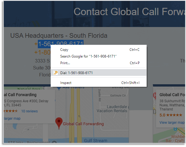 GCF chrome dialer on-page access