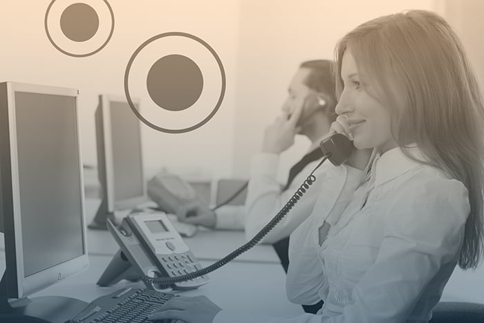 woman on phone at call center