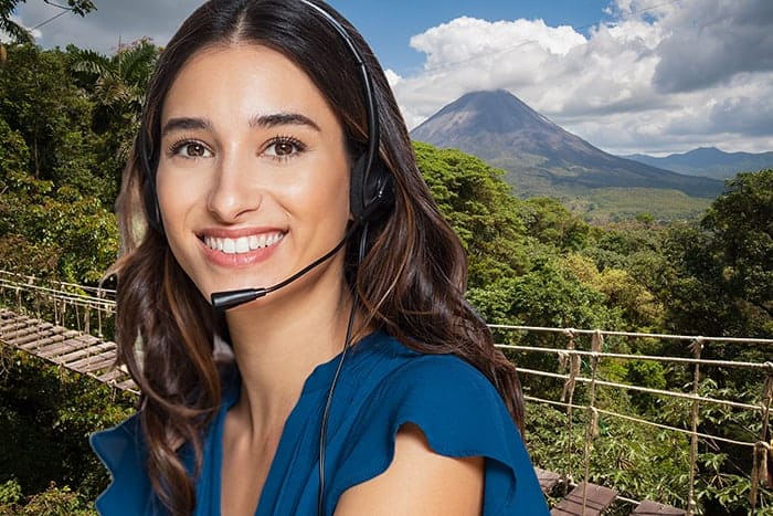 An image of a woman getting a Costa Rica virtual phone number.