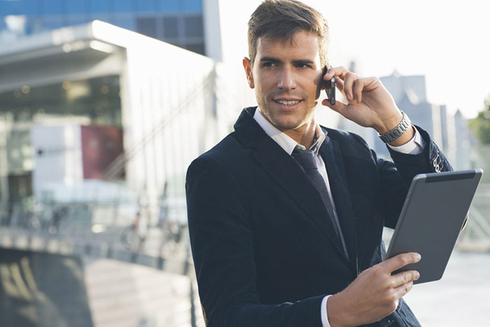 An image of a man with an Australian virtual phone number.