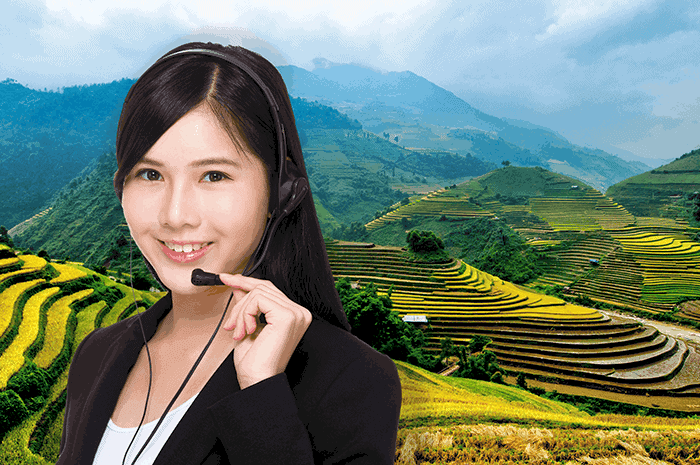 An image of a woman buying Vietnam virtual phone numbers.