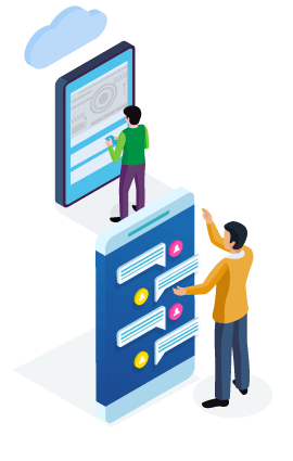 A diagram of people looking at business communication statistics.