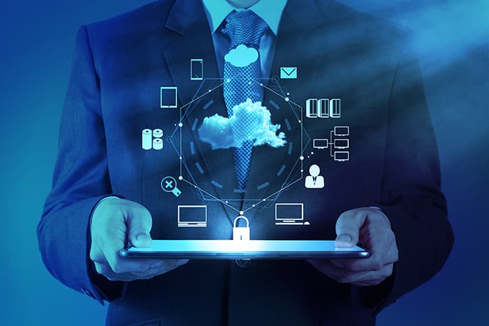 A diagram showing the concept of cloud telephony.