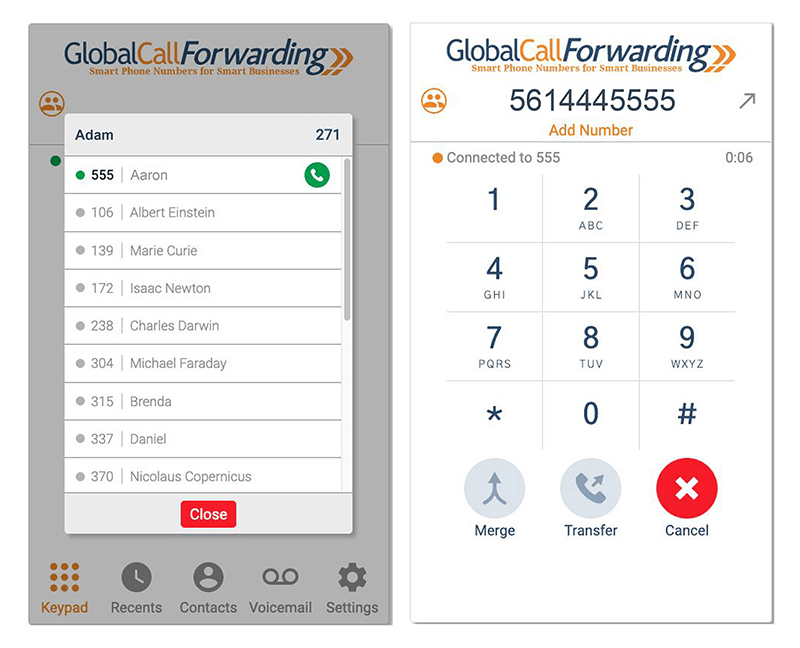 call transfer screenshot