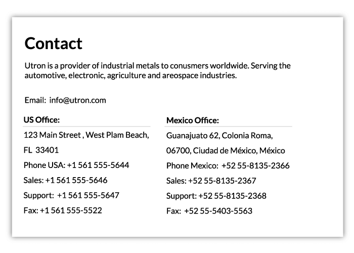 display contact block