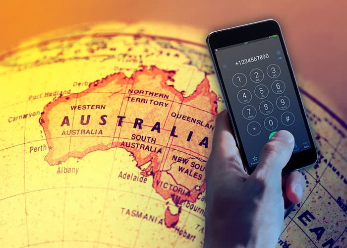 Image d'un numéro de téléphone virtuel en Australie.