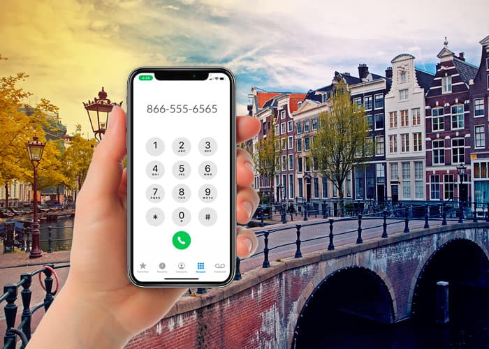 Image d'un numéro de téléphone virtuel aux Pays-Bas.