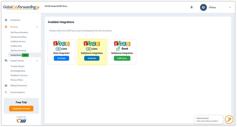 zoho integration