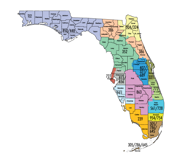 Florida area codes and 645 area code in Miami.