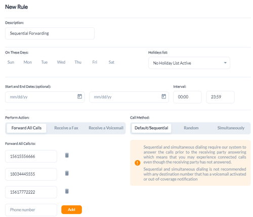 Setting up sequential forwarding as a call center escalation matrix.