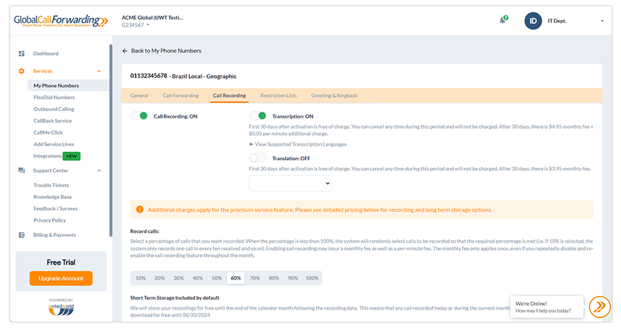 call recording features