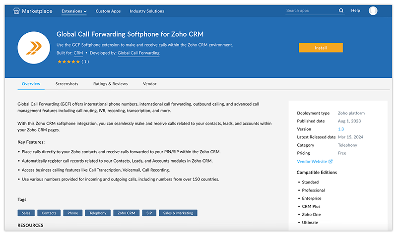 Zoho marketplace